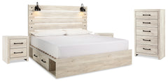 Best Deals Furniture - Ashley Furniture - Cambeck King Panel Bed with Storage, Chest and 2 Nightstands - King Panel Bed with Storage, Chest and 2 Nightstands / Whitewash - B192B80