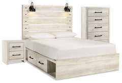 Best Deals Furniture - Ashley Furniture - Cambeck Queen Panel Bed with Storage, Chest and Nightstand - Queen Panel Bed with Storage, Chest and Nightstand / Whitewash - B192B67
