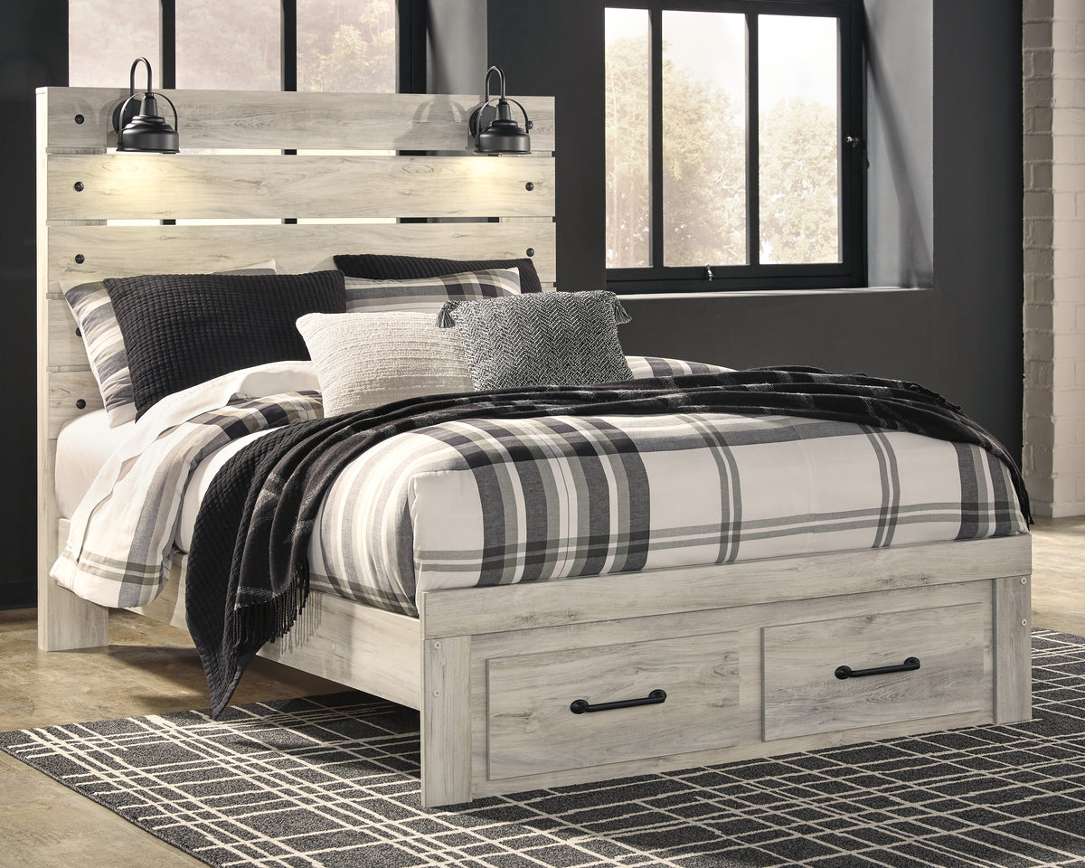 Best Deals Furniture - Ashley Furniture - Cambeck Queen Panel Bed with 2 Storage Drawers - Queen Panel Bed with 2 Storage Drawers / Whitewash - B192B8