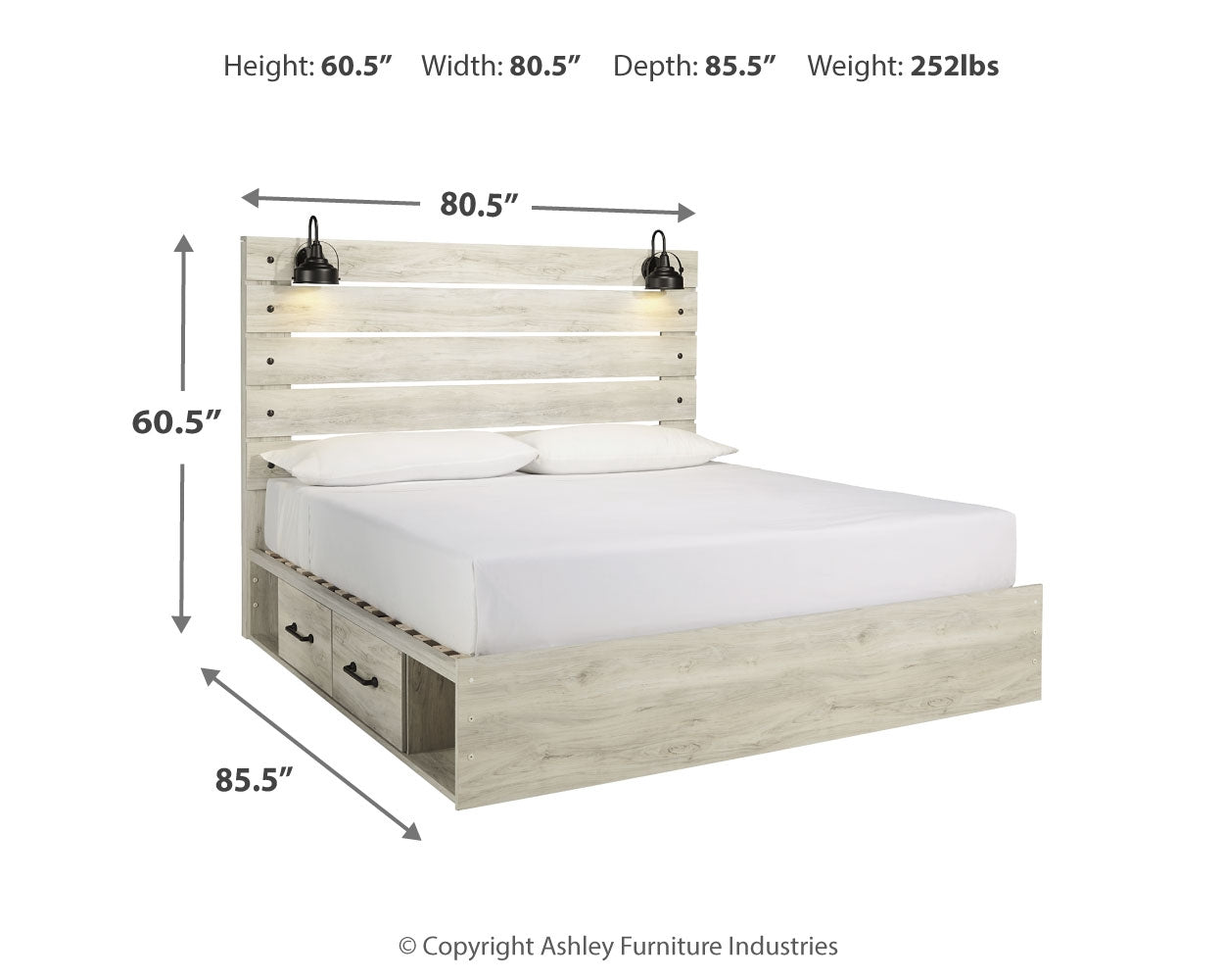 Cambeck King Storage Bed, Dresser, Mirror and 2 Nightstands