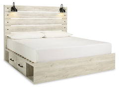 Cambeck King Panel Bed with Storage and 2 Nightstands