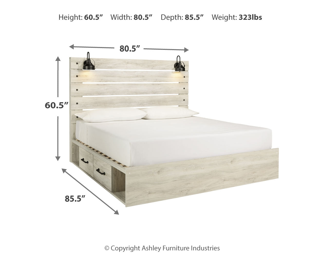 Cambeck King Panel Bed with Storage, Chest and Nightstand