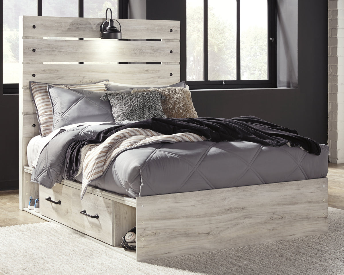 Best Deals Furniture - Ashley Furniture - Cambeck Full Panel Bed with 2 Storage Drawers - Full Panel Bed with 2 Storage Drawers / Whitewash - B192B16