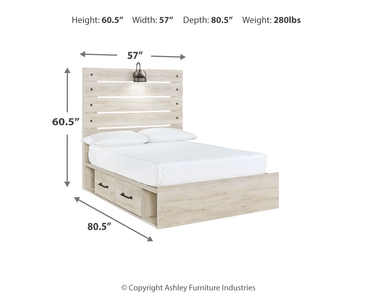 Cambeck Full Panel Bed with Storage, Chest and Nightstand