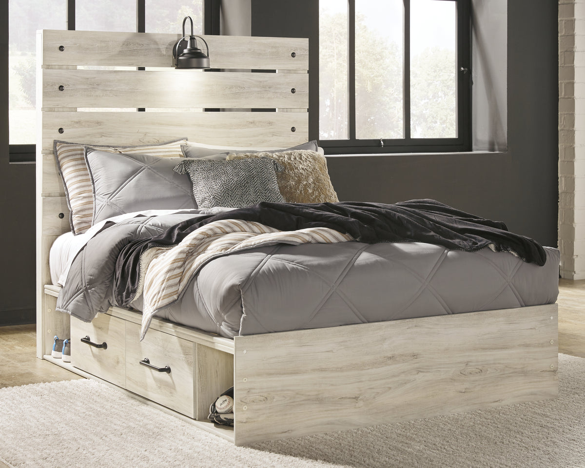 Best Deals Furniture - Ashley Furniture - Cambeck Full Panel Bed with 4 Storage Drawers - Full Panel Bed with 4 Storage Drawers / Whitewash - B192B34