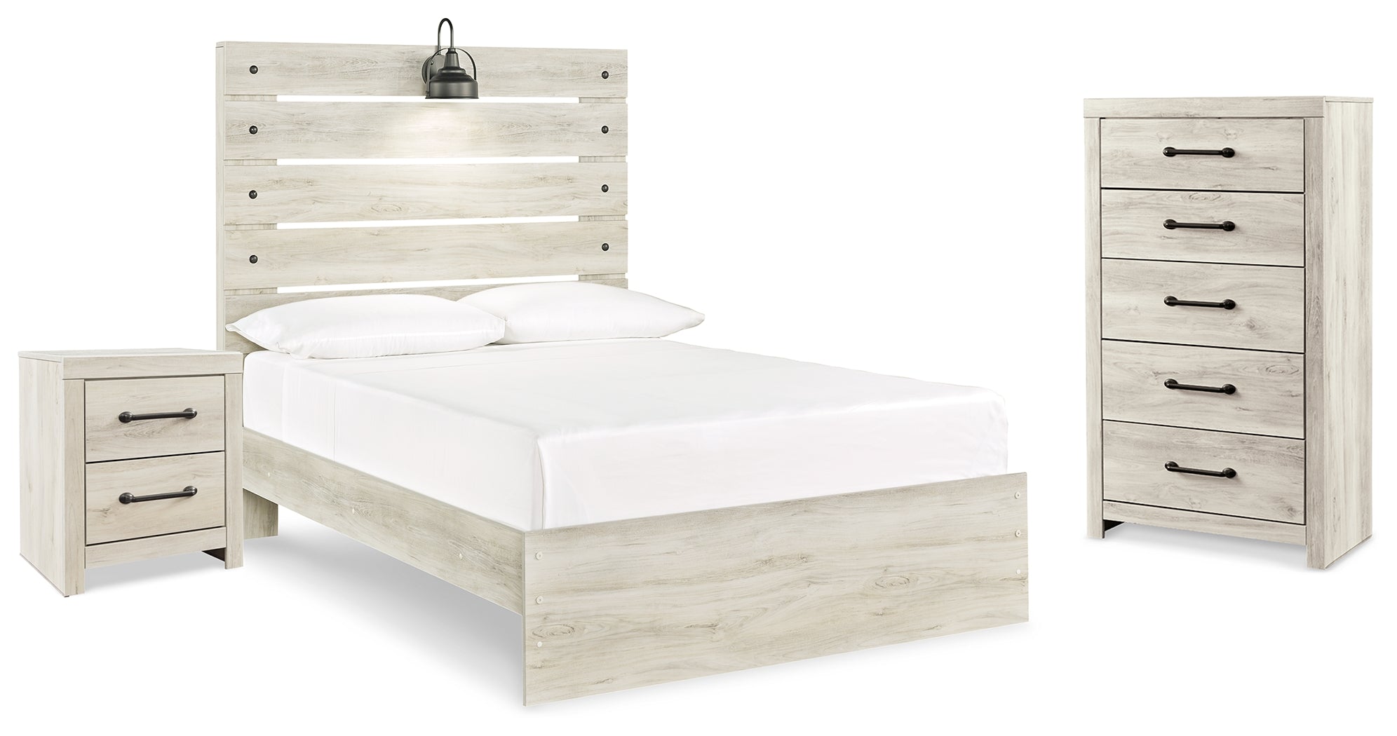 Best Deals Furniture - Ashley Furniture - Cambeck Full Panel Bed - Full Panel Bed, Chest and Nightstand / Whitewash - B192B98