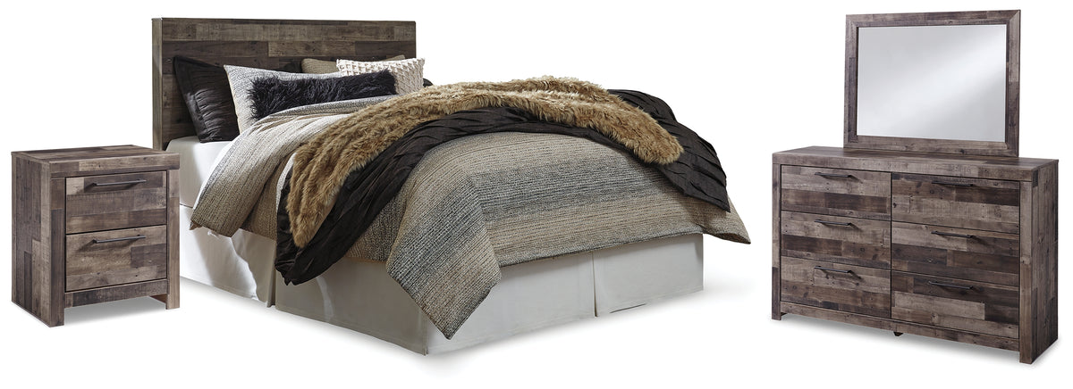 Best Deals Furniture - Ashley Furniture - Derekson Queen Panel Headboard, Dresser, Mirror and Nightstand - Queen Panel Headboard, Dresser, Mirror and Nightstand / Multi Gray - B200B45