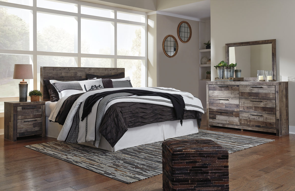 Best Deals Furniture - Ashley Furniture - Derekson King Panel Headboard, Dresser, Mirror and Nightstand - King Panel Headboard, Dresser, Mirror and Nightstand - B200B47