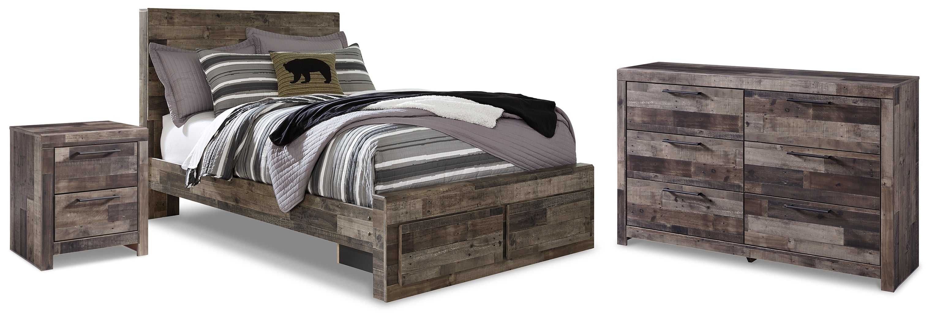 Best Deals Furniture - Ashley Furniture - Derekson Full Storage Bed, Dresser and Nightstand - Full Storage Bed, Dresser and Nightstand - B200B85