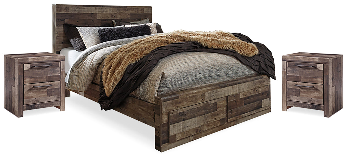 Best Deals Furniture - Ashley Furniture - Derekson Queen Panel Storage Bed and 2 Nightstands - Queen Panel Storage Bed and 2 Nightstands - B200B48
