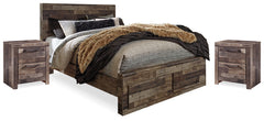 Best Deals Furniture - Ashley Furniture - Derekson Queen Panel Storage Bed and 2 Nightstands - Queen Panel Storage Bed and 2 Nightstands - B200B48