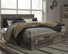Best Deals Furniture - Ashley Furniture - Derekson King Panel Bed with 4 Storage Drawers - King Panel Bed with 4 Storage Drawers / Multi Gray - B200B19