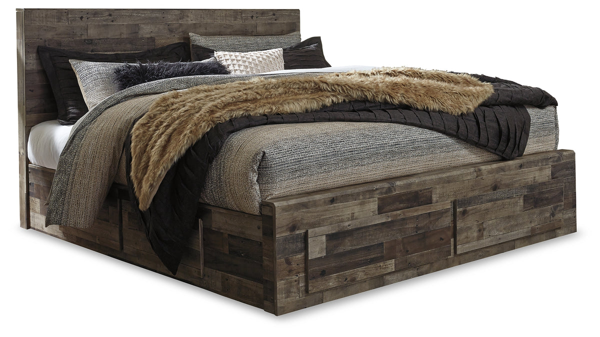 Best Deals Furniture - Ashley Furniture - Derekson King Panel Bed with 6 Storage Drawers - King Panel Bed with 6 Storage Drawers / Multi Gray - B200B12