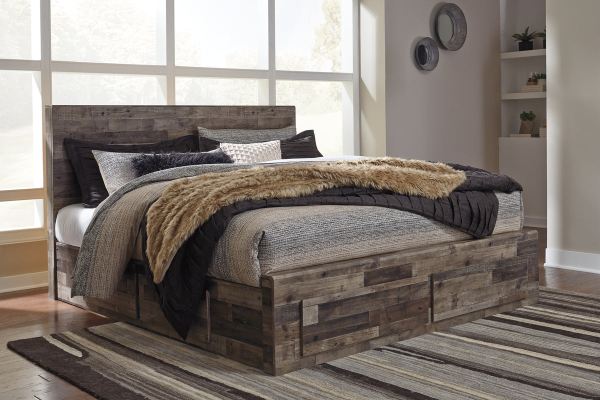 Best Deals Furniture - Ashley Furniture - Derekson King Panel Bed with 6 Storage Drawers - King Panel Bed with 6 Storage Drawers - B200B12