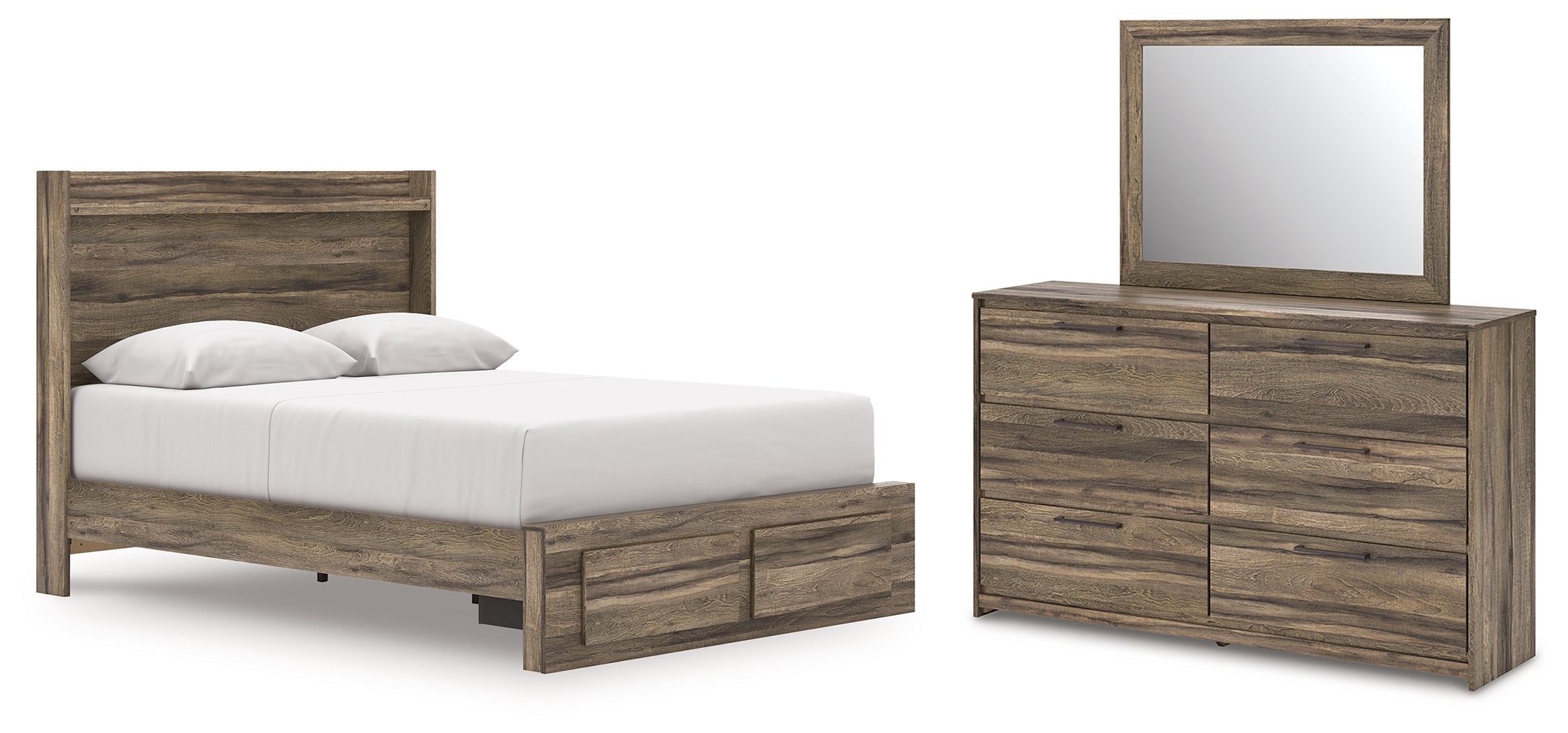 Best Deals Furniture - Ashley Furniture - Elbrim Queen Panel Storage Bed, Dresser and Mirror - Queen Panel Storage Bed, Dresser and Mirror - PCB2005B5