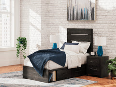 Best Deals Furniture - Ashley Furniture - Hollivern Twin Panel Bed with Storage - Twin Panel Bed with Storage / Dark Gray - PCB2108B18