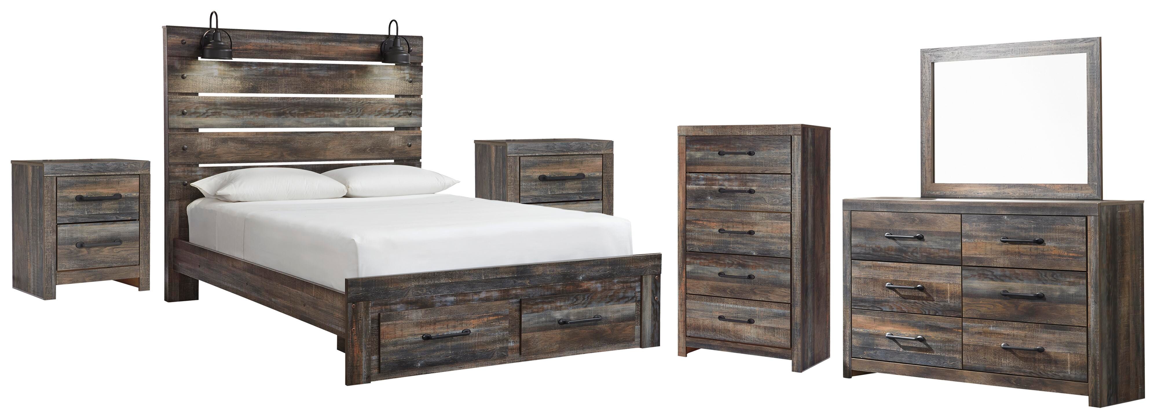 Best Deals Furniture - Ashley Furniture - Drystan Queen Panel Storage Bed, Dresser, Mirror, Chest and 2 Nightstands - Queen Panel Storage Bed, Dresser, Mirror, Chest and 2 Nightstands - B211B123