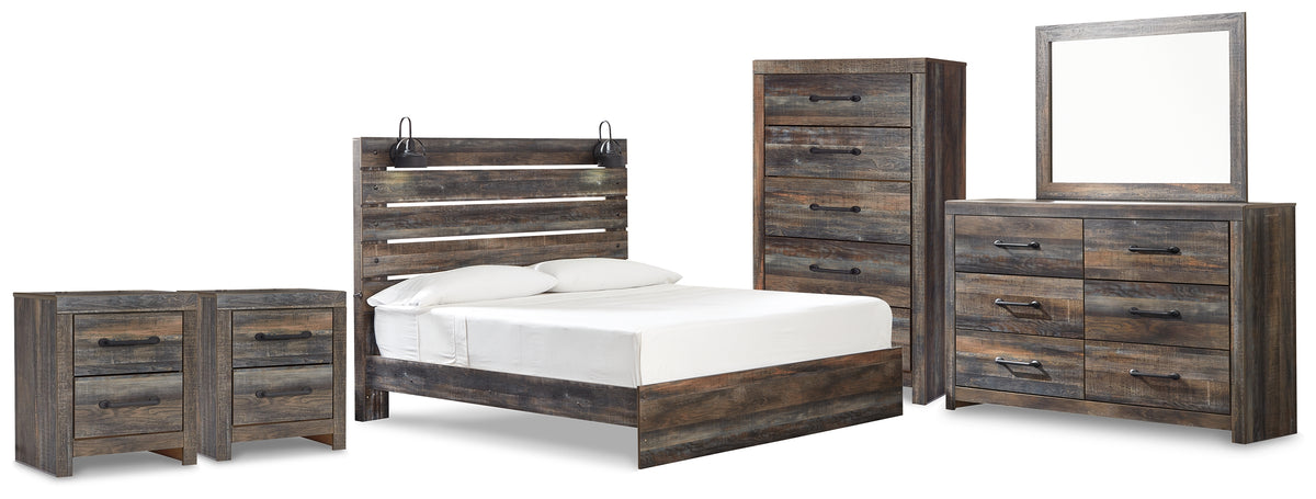 Best Deals Furniture - Ashley Furniture - Drystan King Panel Bed, Dresser, Mirror and 2 Nightstands - King Panel Bed, Dresser, Mirror and 2 Nightstands - B211B101