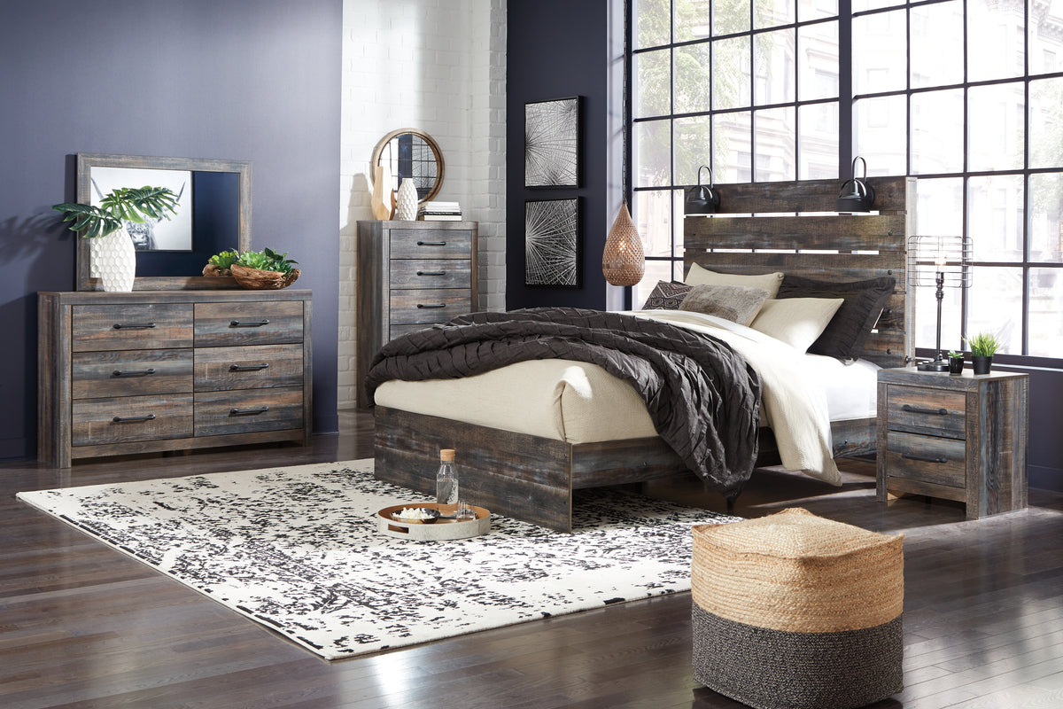 Best Deals Furniture - Ashley Furniture - Drystan Queen Panel Bed, Dresser, Mirror, Chest and Nightstand - Queen Panel Bed, Dresser, Mirror, Chest and Nightstand - B211B74
