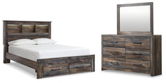 Drystan Queen Bookcase Storage Bed, Dresser and Mirror