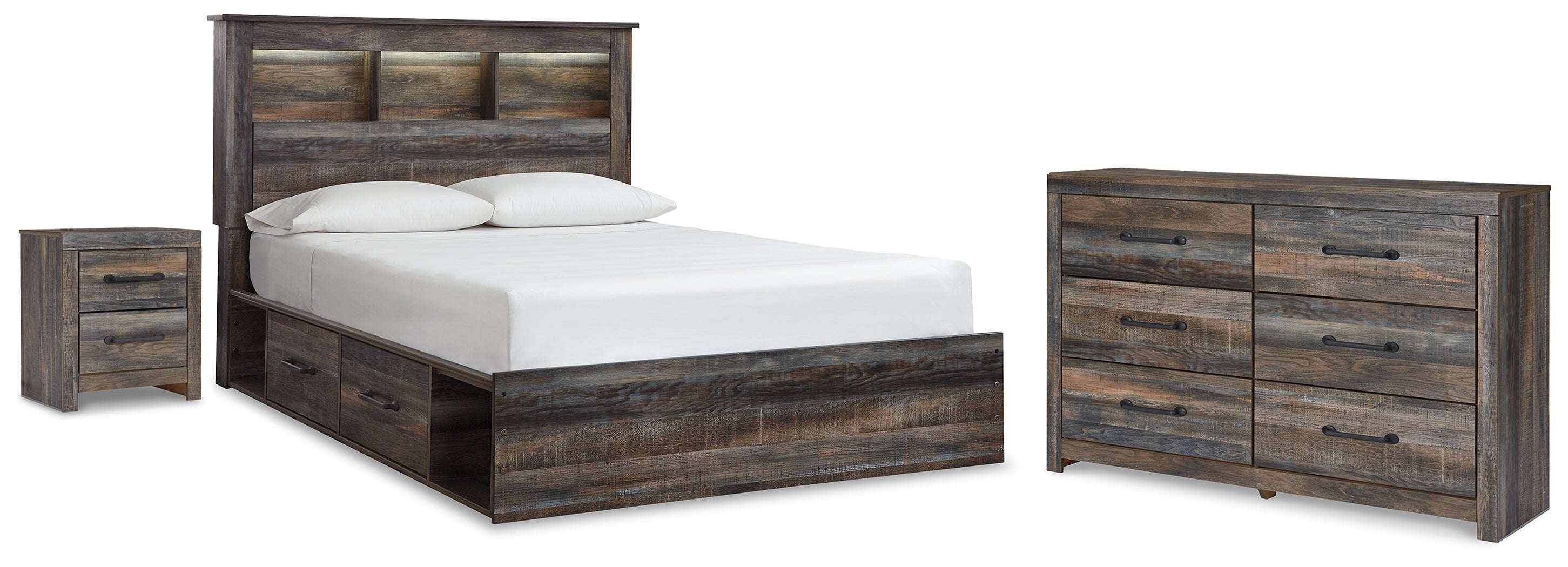 Best Deals Furniture - Ashley Furniture - Drystan Queen Bookcase Bed with Storage, Dresser and Nightstand - Queen Bookcase Bed with Storage, Dresser and Nightstand - B211B120