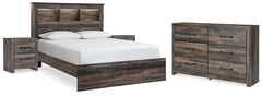 Best Deals Furniture - Ashley Furniture - Drystan Queen Bookcase Bed, Dresser and 2 Nightstands - Queen Bookcase Bed, Dresser and 2 Nightstands - B211B87