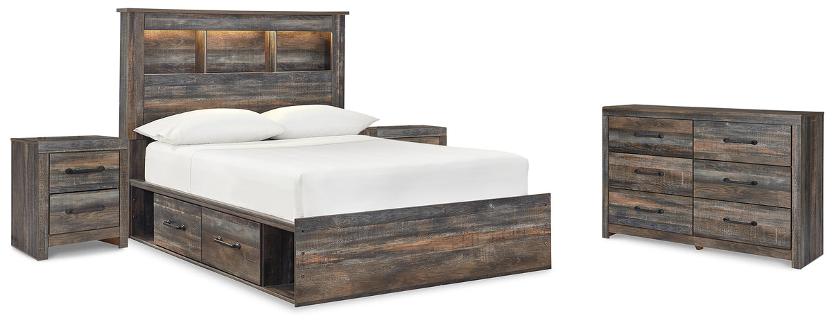 Best Deals Furniture - Ashley Furniture - Drystan Full Bookcase Bed with 2 sided Storage, Dresser and Nightstand - Full Bookcase Bed with 2 sided Storage, Dresser and Nightstand - B211B81
