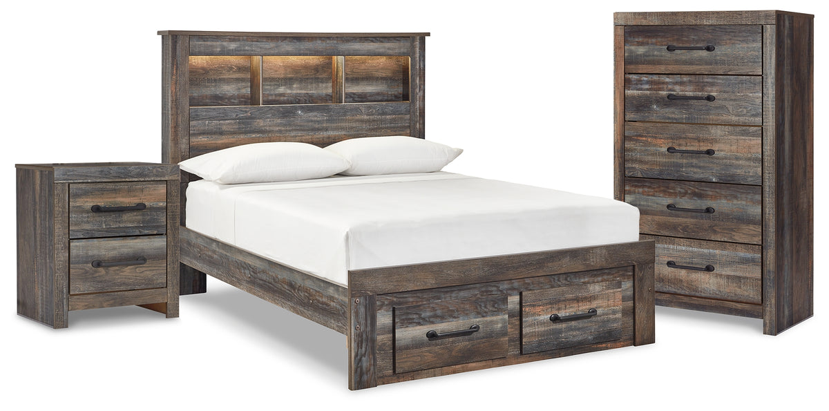 Best Deals Furniture - Ashley Furniture - Drystan Full Bookcase Storage Bed, Chest and Nightstand - Full Bookcase Storage Bed, Chest and Nightstand - B211B114