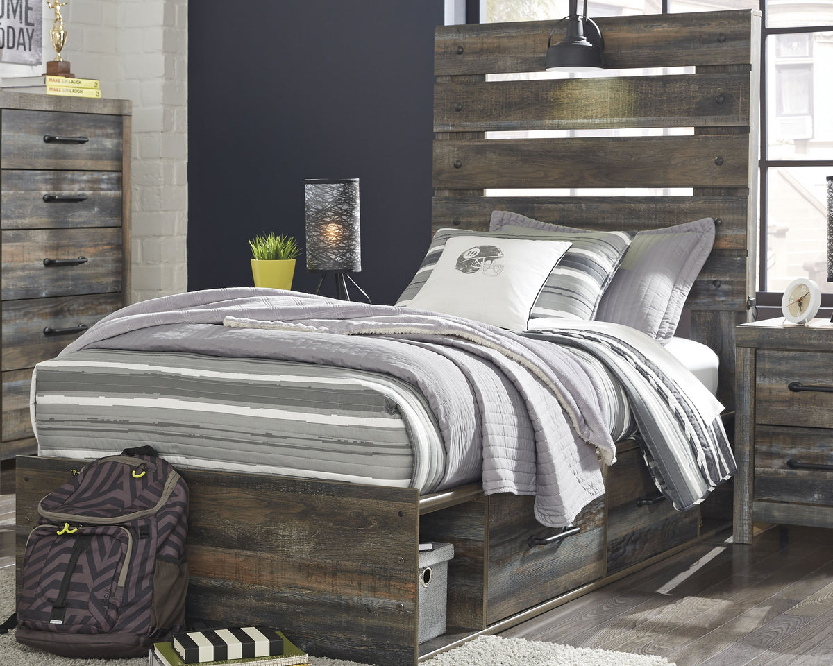 Best Deals Furniture - Ashley Furniture - Drystan Twin Panel Bed with 4 Storage Drawers - Twin Panel Bed with 4 Storage Drawers - B211B11