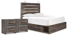 Best Deals Furniture - Ashley Furniture - Drystan Queen Panel Storage Bed and 2 Nightstands - Queen Panel Storage Bed and 2 Nightstands - B211B89