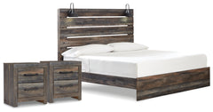 Best Deals Furniture - Ashley Furniture - Drystan King Panel Bed and 2 Nightstands - King Panel Bed and 2 Nightstands - B211B93
