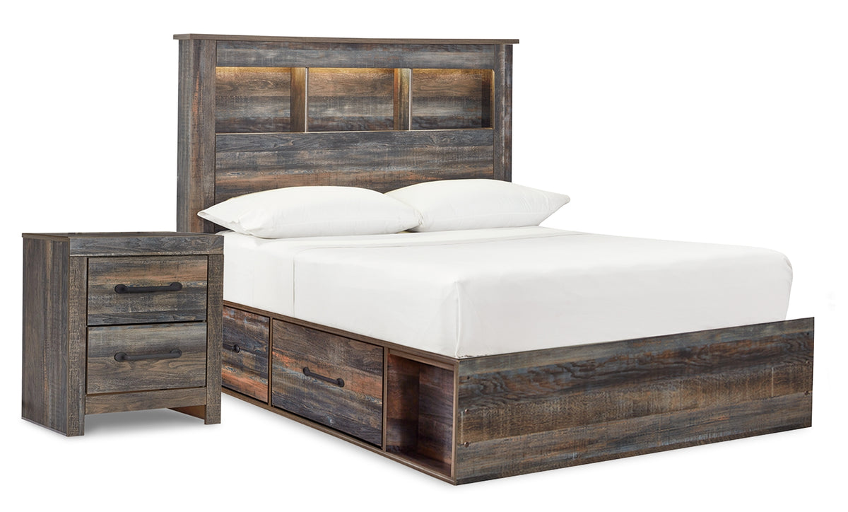 Best Deals Furniture - Ashley Furniture - Drystan Full Bookcase Bed with 2 Sided Storage and Nightstand - Full Bookcase Bed with 2 Sided Storage and Nightstand - B211B61
