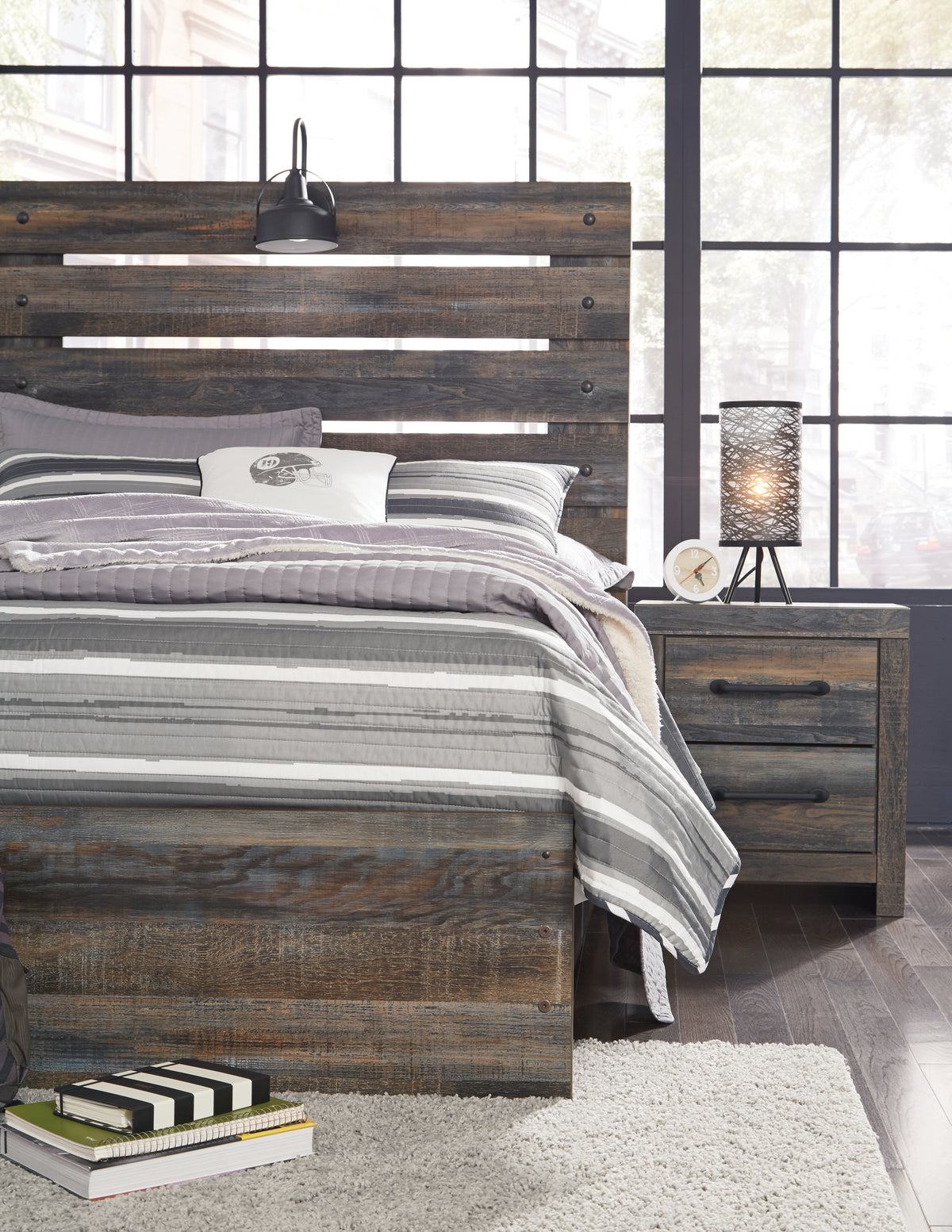 Best Deals Furniture - Ashley Furniture - Drystan Full Panel Bed and 2 Nightstands - Full Panel Bed and 2 Nightstands - B211B78