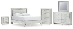 Best Deals Furniture - Ashley Furniture - Zyniden Queen Panel Bed, Dresser, Mirror, Chest and Nightstand - Queen Panel Bed, Dresser, Mirror, Chest and Nightstand / Silver - B2114B13