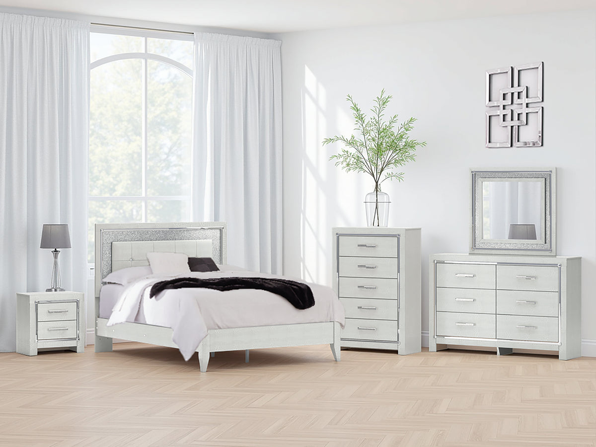 Best Deals Furniture - Ashley Furniture - Zyniden Queen Upholstered Panel Bed - Queen Upholstered Panel Bed / Silver - B2114B2