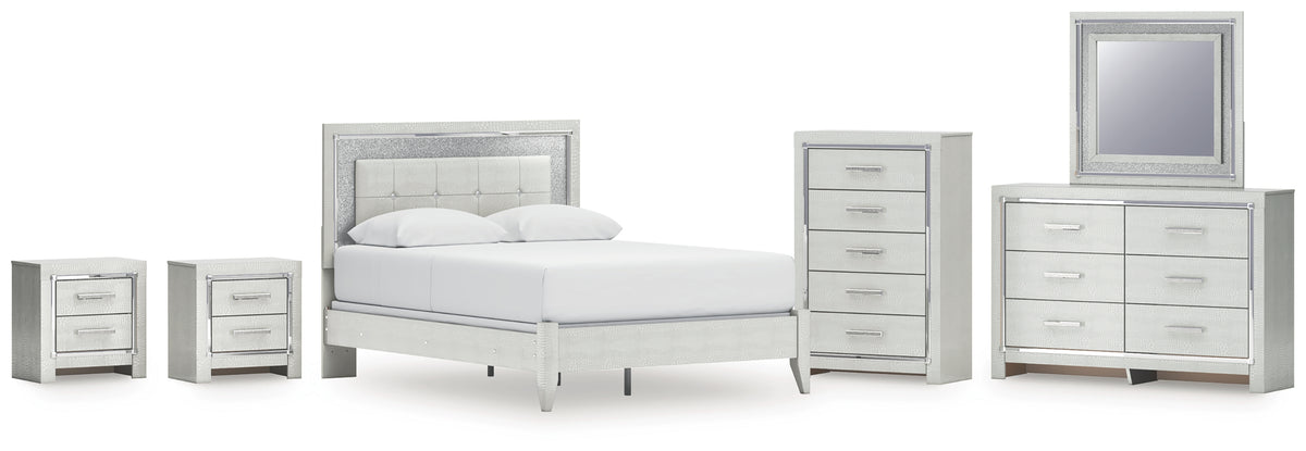 Best Deals Furniture - Ashley Furniture - Zyniden Queen Upholstered Panel Bed, Dresser, Mirror, Chest and 2 Nightstands - Queen Upholstered Panel Bed, Dresser, Mirror, Chest and 2 Nightstands - B2114B17