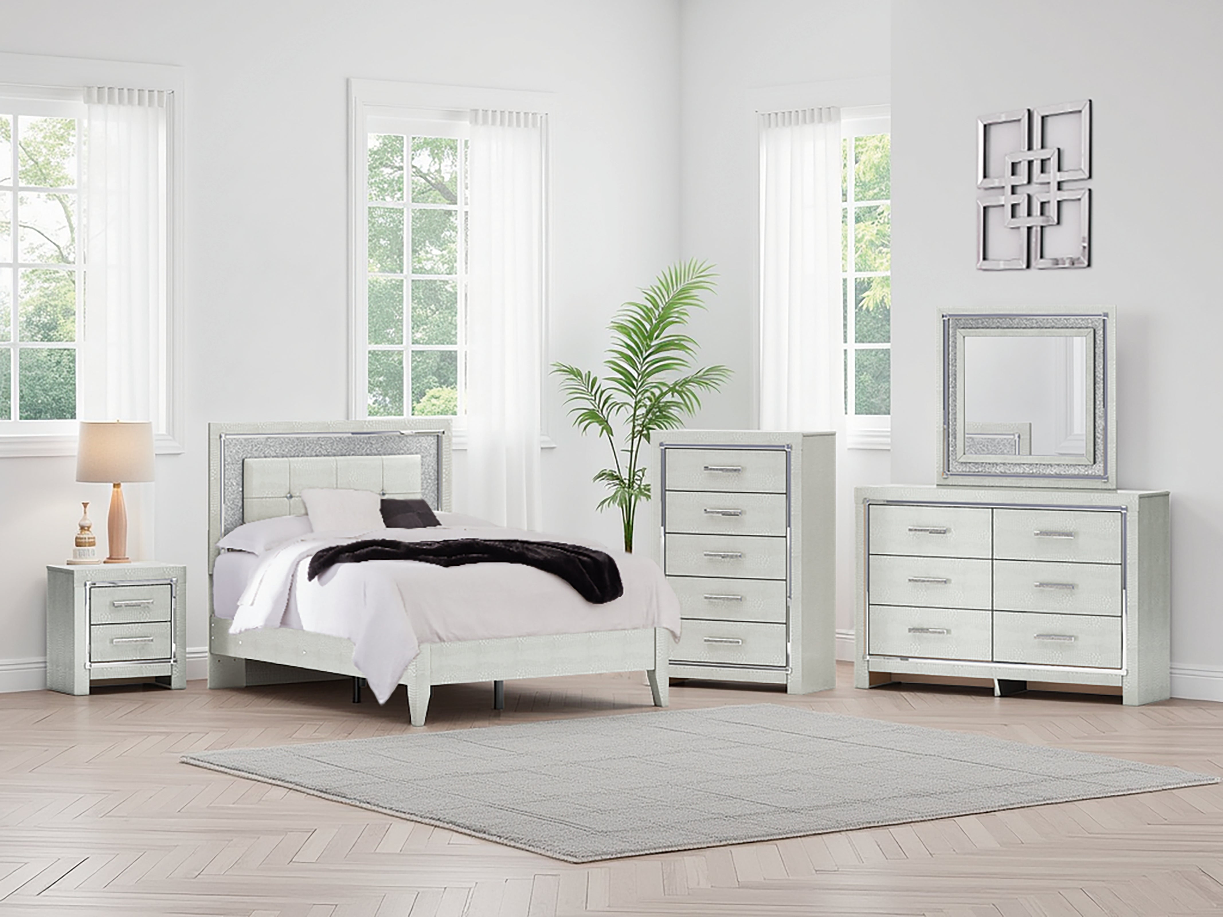 Best Deals Furniture - Ashley Furniture - Zyniden Full Upholstered Panel Bed - Full Upholstered Panel Bed / Silver - B2114B4