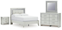 Best Deals Furniture - Ashley Furniture - Zyniden Full Panel Bed, Dresser, Mirror and Nightstand - Full Panel Bed, Dresser, Mirror and Nightstand / Silver - B2114B18