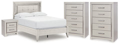 Best Deals Furniture - Ashley Furniture - Zyniden Full Panel Bed, 2 Chests and Nightstand - Full Panel Bed, 2 Chests and Nightstand / Silver - B2114B26