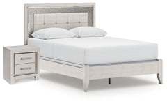 Best Deals Furniture - Ashley Furniture - Zyniden Queen Panel Bed and Nightstand - Queen Panel Bed and Nightstand / Silver - B2114B23