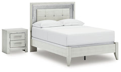Best Deals Furniture - Ashley Furniture - Zyniden Full Upholstered Panel Bed and Nightstand - Full Upholstered Panel Bed and Nightstand / Silver - B2114B22