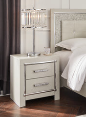 Best Deals Furniture - Ashley Furniture - Zyniden Nightstand - Two Drawer Night Stand / Silver - B2114-92