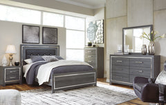Best Deals Furniture - Ashley Furniture - Lodanna Queen Upholstered Panel Bed, Dresser, Mirror and 2 Nightstands - Queen Upholstered Panel Bed, Dresser, Mirror and 2 Nightstands / Gray - B214B36