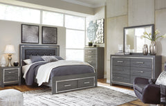 Best Deals Furniture - Ashley Furniture - Lodanna Queen Panel Storage Bed, Dresser, Mirror, Chest and Nightstand - Queen Panel Storage Bed, Dresser, Mirror, Chest and Nightstand / Gray - B214B37