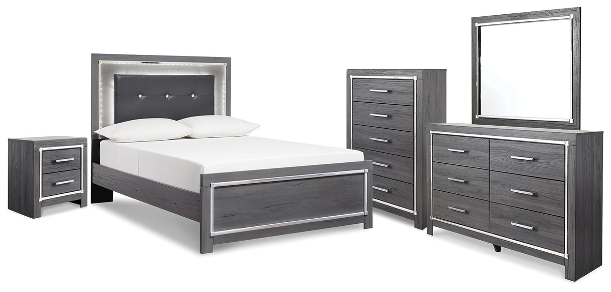 Best Deals Furniture - Ashley Furniture - Lodanna Full Panel Bed, Dresser, Mirror, Chest and Nightstand - Full Panel Bed, Dresser, Mirror, Chest and Nightstand - B214B51