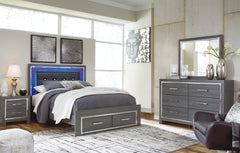 Best Deals Furniture - Ashley Furniture - Lodanna Queen Storage Bed, Dresser, Mirror and 2 Nightstands - Queen Storage Bed, Dresser, Mirror and 2 Nightstands / Gray - B214B40