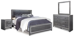 Best Deals Furniture - Ashley Furniture - Lodanna King Upholstered Panel Bed, Dresser, Mirror and Nightstand - King Upholstered Panel Bed, Dresser, Mirror and Nightstand / Gray - B214B19