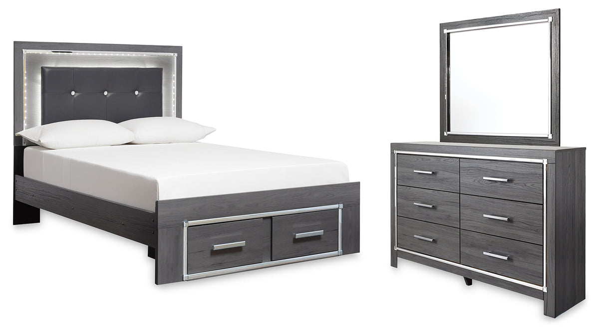 Best Deals Furniture - Ashley Furniture - Lodanna Full Storage Bed, Dresser and Mirror - Full Storage Bed, Dresser and Mirror - B214B9