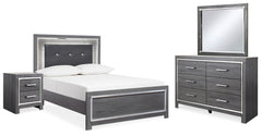 Best Deals Furniture - Ashley Furniture - Lodanna Full Upholstered Panel Bed, Dresser, Mirror, and Nightstand - Full Upholstered Panel Bed, Dresser, Mirror, and Nightstand / Gray - B214B22