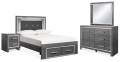 Best Deals Furniture - Ashley Furniture - Lodanna Full Storage Bed, Dresser, Mirror and 2 Nightstands - Full Storage Bed, Dresser, Mirror and 2 Nightstands - B214B54